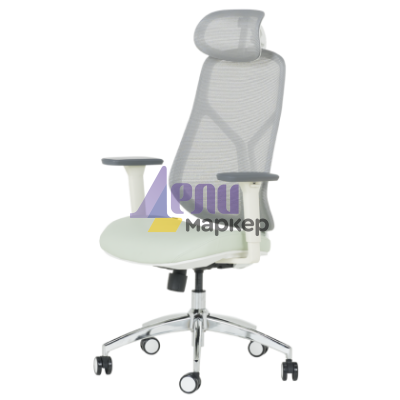 Ергономичен стол Carmen 7901 W еко кожа - сив-светлозелен