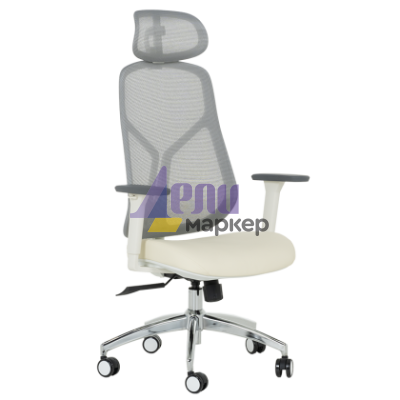 Ергономичен стол Carmen 7901 W еко кожа - сив-шампанско