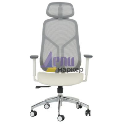 Ергономичен стол Carmen 7901 W еко кожа - сив-шампанско