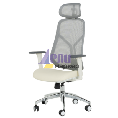 Ергономичен стол Carmen 7901 W еко кожа - сив-шампанско