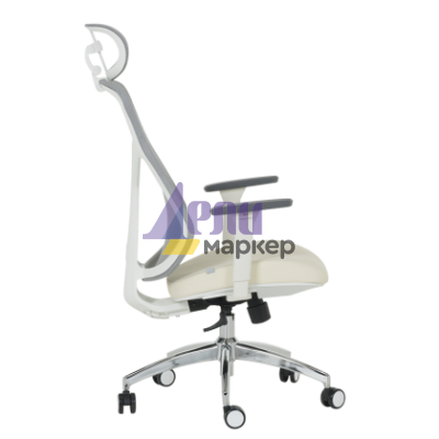 Ергономичен стол Carmen 7901 W еко кожа - сив-шампанско