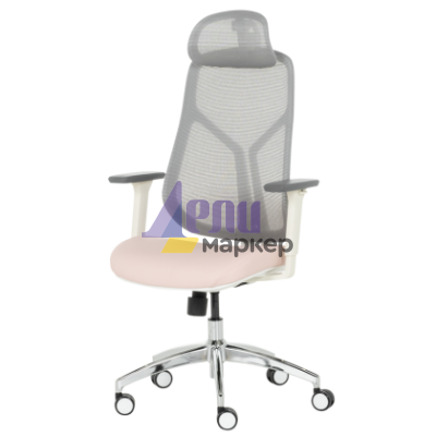 Ергономичен стол Carmen 7901 W еко кожа - сив-розов