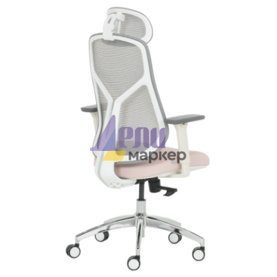 Ергономичен стол Carmen 7901 W еко кожа - сив-розов