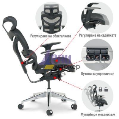 Ергономичен стол JASPER - черен