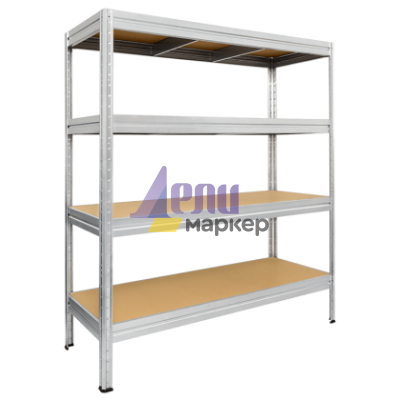 Метален стелаж MEGA 177x90x45 см, до 600 кг на рафт - цинк