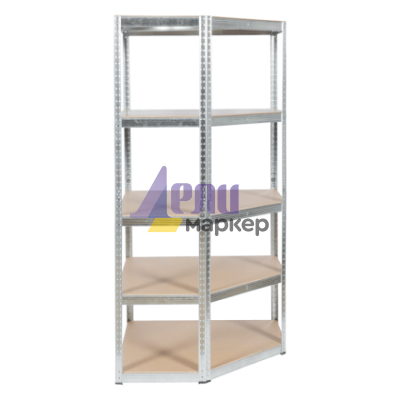 Ъглов метален стелаж Carmen CR-1019 - 180x90x45 см, до 275 кг на рафт - цинк