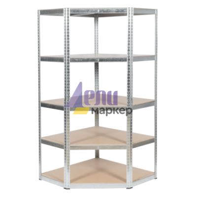 Ъглов метален стелаж Carmen CR-1019 - 180x90x45 см, до 275 кг на рафт - цинк