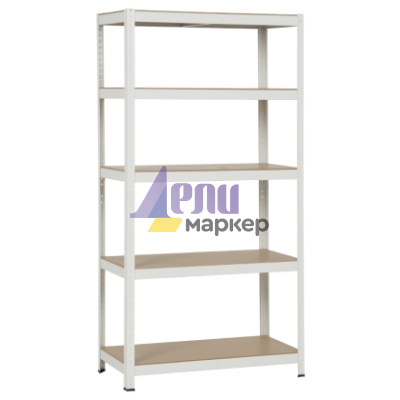Метален стелаж Carmen CR-1016 - 180х90х45 см, до 250 кг на рафт - бял