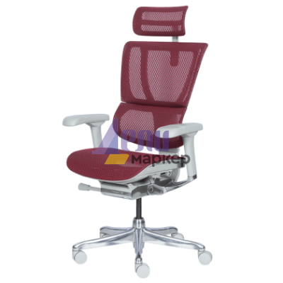 Ергономичен стол ERGOHUMAN IOO ELITE 2 - сива рамка - червен