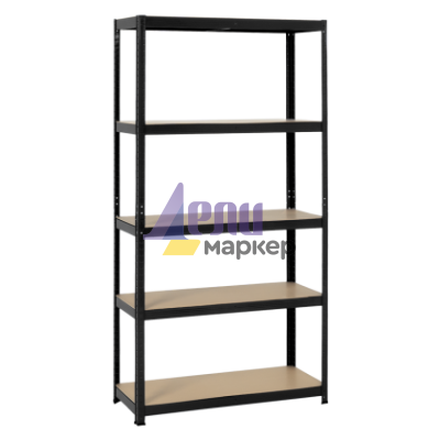 Метален стелаж Carmen CR-1027, 192x100x40 см, до 65 кг на рафт - черен