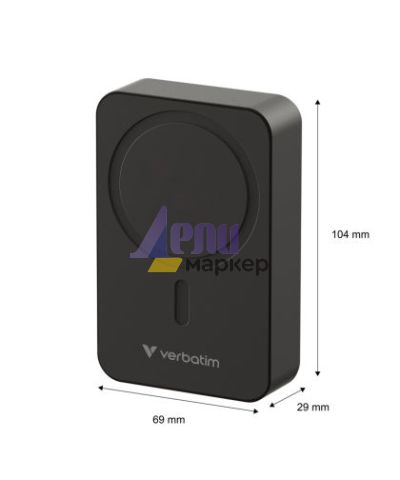 Външна батерия Verbatim Charge 'n' Go Essentials Power Bank Magnetic Wireless 20000mAh Black