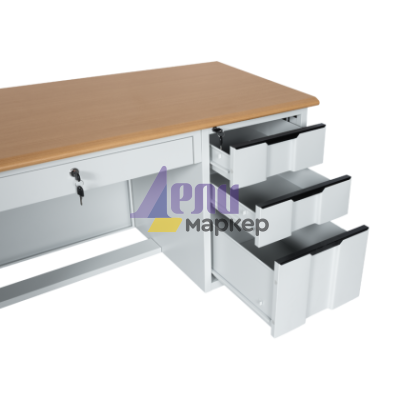 Метално бюро Carmen CR-1310 K - сиво / бук