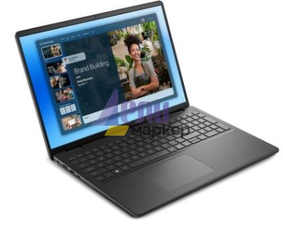 Лаптоп Dell 16 DC16250, Intel Core 5 120U (10 cores, up to 5.0 GHz), 16.0" FHD+(1920x1200) AG, 300nits, 16GB, 2x8GB, DDR5, 5200 MT/s, 1TB M.2 PCIe, Intel Graphics, Cam, FPR, Wi-Fi 6, Backlit Kb, Ubuntu, Carbon Black, 3Y PS