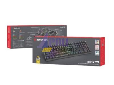 Клавиатура Genesis Mechanical Gaming Keyboard Thor 404 Black RGB Backlight Gateron Yellow Pro, US Layout