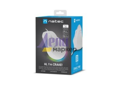 Мишка Natec Vertical Mouse Crake 2 Pro 12800DPI Optical White