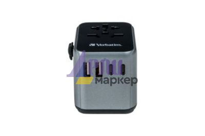 Адаптер Verbatim UTA-03 Universal Travel Adapter with 1 x USB-C PD 30W & QC 3.0 / 2 x USB-C / 2 x USB-A