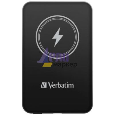 Външна батерия Verbatim MCP-5BK Power Pack 5000 mAh with UBS-C PD 20W / Magnetic Wireless Charging 15W Black