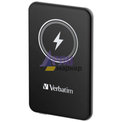 Външна батерия Verbatim MCP-5BK Power Pack 5000 mAh with UBS-C PD 20W / Magnetic Wireless Charging 15W Black