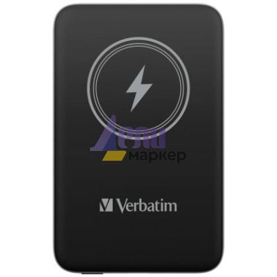 Външна батерия Verbatim MCP-10BK Power Pack 10000 mAh with UBS-C PD 20W / Magnetic Wireless Charging 15W Black
