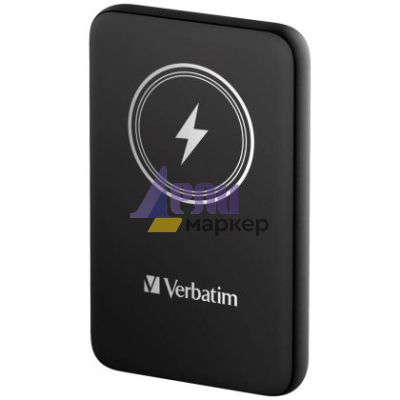 Външна батерия Verbatim MCP-10BK Power Pack 10000 mAh with UBS-C PD 20W / Magnetic Wireless Charging 15W Black