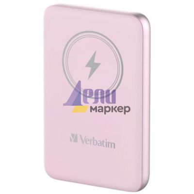 Външна батерия Verbatim MCP-10PK Power Pack 10000 mAh with UBS-C PD 20W / Magnetic Wireless Charging 15W Pink