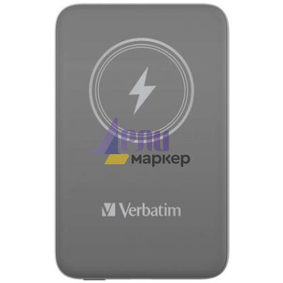 Външна батерия Verbatim MCP-10GY Power Pack 10000 mAh with UBS-C PD 20W / Magnetic Wireless Charging 15W Grey