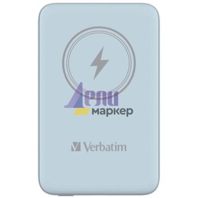 Външна батерия Verbatim MCP-10BE Power Pack 10000 mAh with UBS-C PD 20W / Magnetic Wireless Charging 15W Blue
