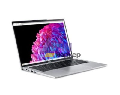 Лаптоп Acer Swift Go 14,SFG14-73-59KB, Intel Core Ultra 5,(up to 4.30GHz, 12MB), 14" 2.2K IPS (2240x1400) sRGB100% SlimBezel, 1*16GB LPDDR5X 6400MHz, 512GB PCIe NVMe SSD, Intel UMA, QHD Cam, WiFi 7, BT 5.3, Backlit Kbd, No OS, Silver