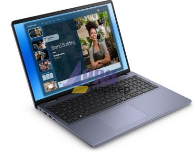 Лаптоп Dell 16 DC16251, Intel Core 7 150U (10 cores, up to 5.4 GHz), 16.0" FHD+(1920x1200) AG 300nits, 16GB, 2x8GB, DDR5, 5200 MT/s, 512GB M.2 PCIe, Intel Graphics, Cam, FPR, Wi-Fi 6E, Backlit Kb, Win 11 Pro, Midnight Blue,Aluminium, 3Y PS
