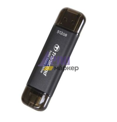 Твърд диск Transcend 512GB, External SSD, ESD310C, USB 10Gbps, Type C/A, Black