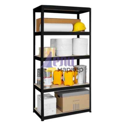 Метален стелаж STAR 180x90x40 см, до 350 кг на рафт - черен