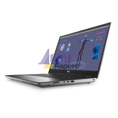 Лаптоп Dell Precision 7780, Intel Core i9-13950HX (36MB, 24 Cores (8P+16E) up to 5.5GHz), 17" FHD (1920x1080), WVA AG 500 nits, IR Cam, 32GB, 1x32GB 5600MT/s CAMM, 1TB M.2 PCIe x4 NVMe, NVIDIA RTX 3500 Ada 12GB GDDR6, Wi-Fi 6E, BT, FPR, Backlit, Win 11 Pr