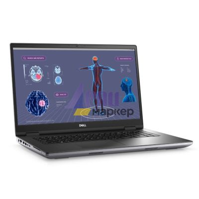 Лаптоп Dell Precision 7780, Intel Core i9-13950HX (36MB, 24 Cores (8P+16E) up to 5.5GHz), 17" FHD (1920x1080), WVA AG 500 nits, IR Cam, 32GB, 1x32GB 5600MT/s CAMM, 1TB M.2 PCIe x4 NVMe, NVIDIA RTX 3500 Ada 12GB GDDR6, Wi-Fi 6E, BT, FPR, Backlit, Win 11 Pr