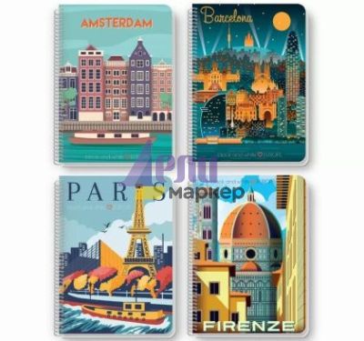 Тетрадка Black&White Mix Ламинирани корици, спирала, офсет, 2 теми, А4 80 л. с редове