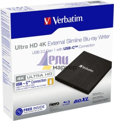 Оптично устройство Verbatim Ultra HD 4K Blu-ray Writer USB-C