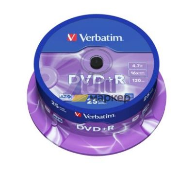 Медия Verbatim DVD+R AZO 4.7GB 16X MATT SILVER SURFACE (25 PACK)