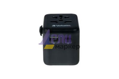 Адаптер Verbatim UTA-02 Universal Travel Adapter with 1 x USB-C PD 20W / 1 x USB-A QC 3.0