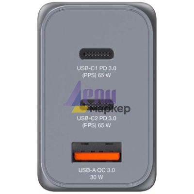 Зарядно устройство Verbatim GNC-65 GaN Charger 3 Port 65W USB A/C (EU/UK/US)