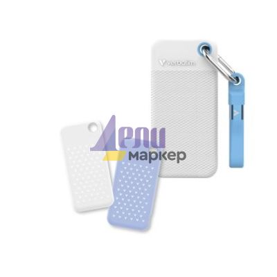 Твърд диск Verbatim Pocket SSD USB 3.2 Gen 2 1TB White/Light Blue incl. two rubber sleeves