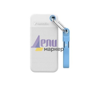 Твърд диск Verbatim Pocket SSD USB 3.2 Gen 2 1TB White/Light Blue incl. two rubber sleeves