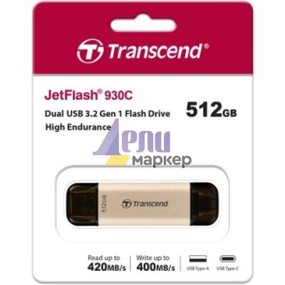 Памет Transcend 512GB, USB3.2, Pen Drive, TLC, High Speed, Type-C