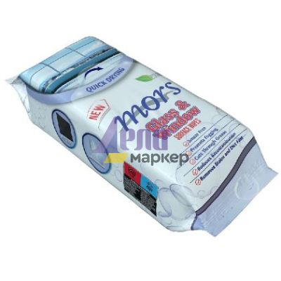 Мокри кърпи Mors Glass & Window, 60 бр. в плик