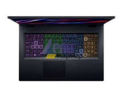 Лаптоп Acer Nitro 5, AN517-55-76EG, Core i7-12700H(3.50GHz up to 4.70GHz, 24MB), 17.3” FHD (1920x1080) IPS, 144Hz, 8GB DDR5 (1 slot free), 1024GB PCIe SSD, RTX 4050 6GB GDDR6, Wi-Fi 6ax, BT 5.1, HD Mic&Cam, RGB Backlit KB, Linux, Black