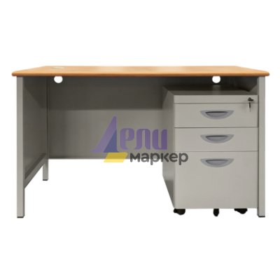 Метално бюро Carmen CR-1320 L - сиво / бук