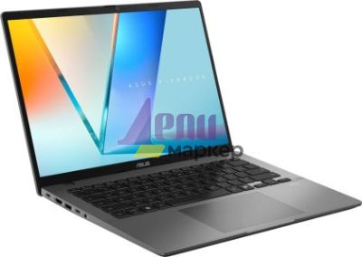 Лаптоп Asus Vivobook S M3407KA-SF030,AMD Ryzen 5 AI,14.0 OLED WUXGA(WU) 1920X1200 16:10 Bend+300nits Glare DCI-P3:95% Glare 60 Hz,16GB DDR5 (on BD),1TB SSD,Backlit Chiclet Keyboard with Num-key, No OS, Matt Grey, AI PC +Backpack