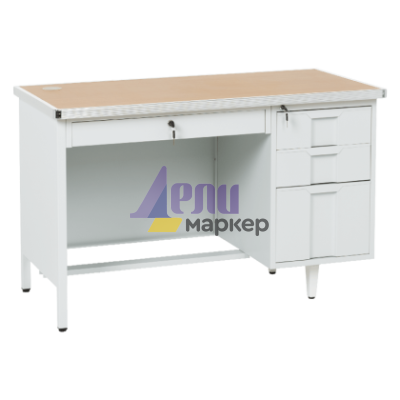 Метално бюро Carmen CR-1318 L - сиво / бук