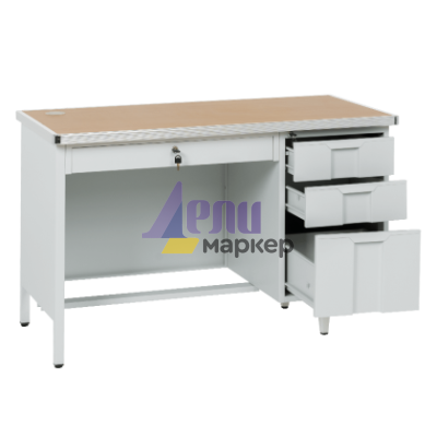 Метално бюро Carmen CR-1318 L - сиво / бук