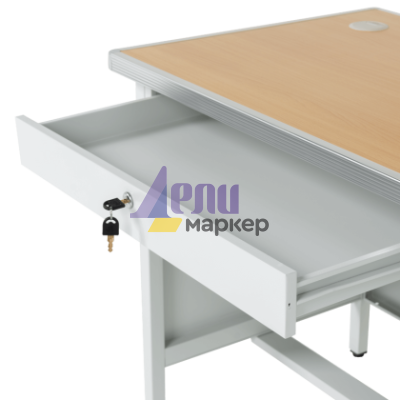 Метално бюро Carmen CR-1318 L - сиво / бук