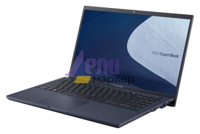 Лаптоп Asus ExpertBook B1 B1500CBA-BG51C1X,Intel Core i5-1235U (3.30 GHz up to 4.40 GHz, 12MB), 15.6" FHD IPS(1920x1080), Intel Iris Xe Graphics, 8GB DDR4 on BD. (1 slot free), 512GB M.2 NVMe,VGA,HDMI,1xThunderbolt,RJ45, Windows 11 Pro, Star Black