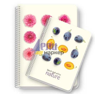 Тетрадка Black&White Nature Mix PP корица, спирала, creamy офсет, 2 теми, А5 100 л. с редове